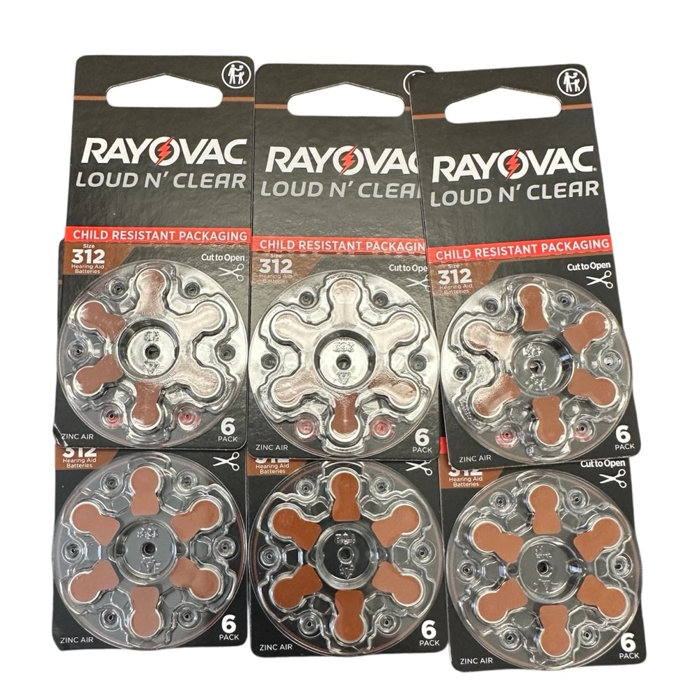 RAYOVAC Loud N Clear Size 312 Hearing Aid Batteries 312CR-6LNCUS Healthcare New